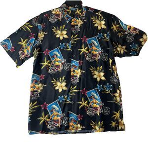 ME Sport Hawaiian Hula Motorcycle Men’s Black Short Sleeve S